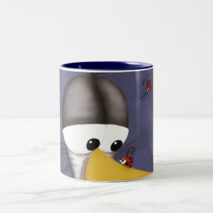 Funny Egret Cartoon Two-Tone Coffee Mug