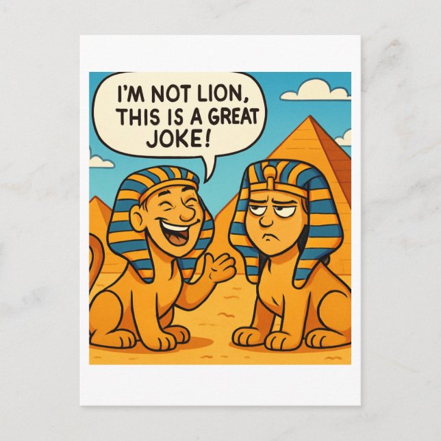 Funny Egyptian Lion Pun | I’m Not Lion Card (Front)
