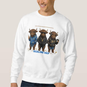 Funny Egyptian Pharaoh Highland Cow Hip Hop Street Sweatshirt