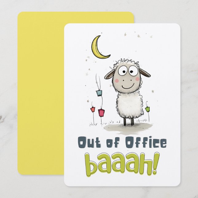 Funny Eid Sheep: Out of Office BAAAH! Invitation (Front/Back)