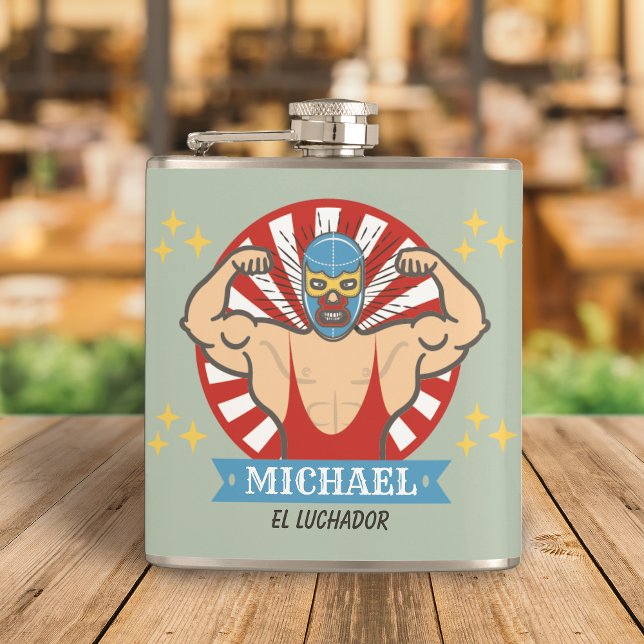 Funny El Luchador Mexican Lucha Libre Tequila Hip Flask (Creator Uploaded)