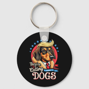 Funny Election 2024 Retro They’re Eating The Dogs Keychain