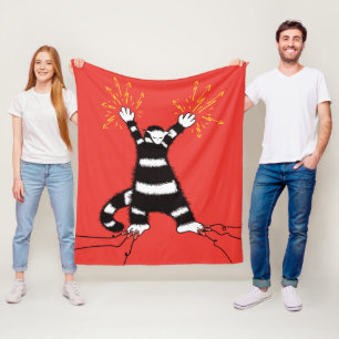 Funny Electric Cat Character High Voltage Fleece Blanket