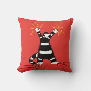 Funny Electric Cat Character High Voltage Throw Pillow