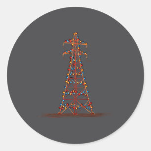 Funny Electric Pylon Christmas Graphics Lights Lov Classic Round Sticker