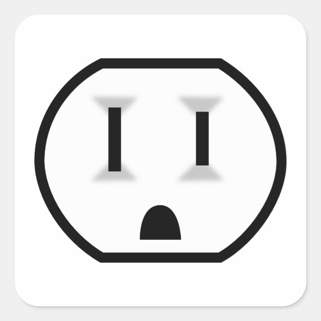 Funny Electrical Outlet Square Sticker (Front)