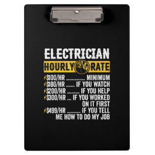Funny  Electrician Apparel, Hourly Rate Men Clipboard