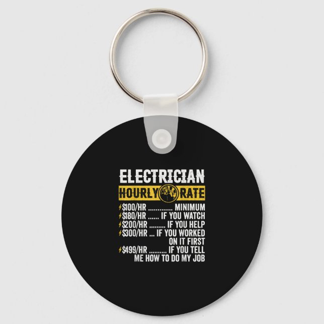 Funny  Electrician Apparel, Hourly Rate Men Keychain (Front)
