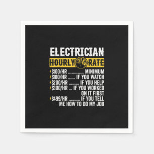Funny  Electrician Apparel, Hourly Rate Men Napkin