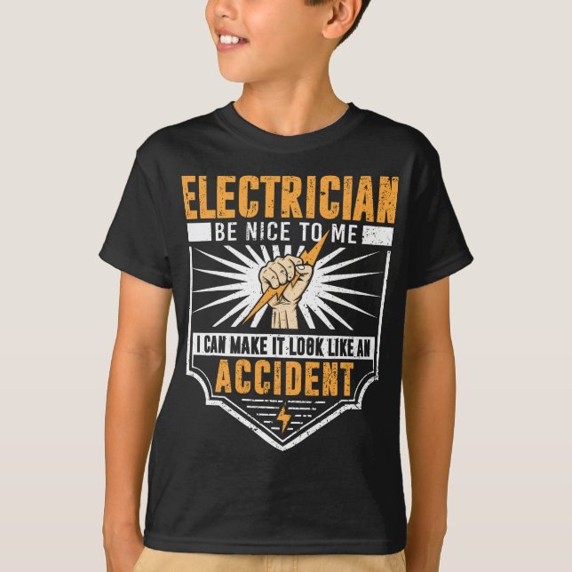 Funny Electrician Art Men Women Work Electrical En T-Shirt (Front)