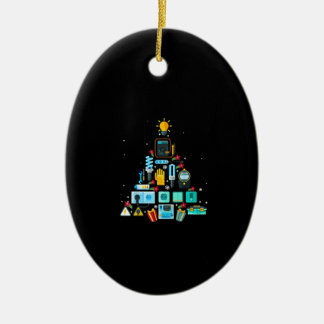 Funny Electrician Christmas Tree Ceramic Ornament