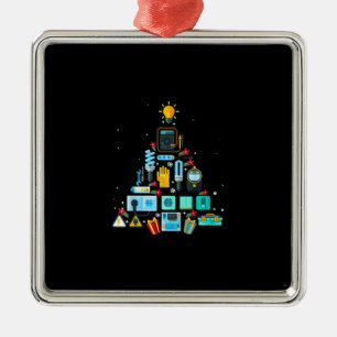 Funny Electrician Christmas Tree Metal Ornament