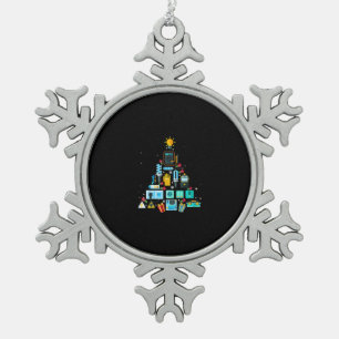 Funny Electrician Christmas Tree Snowflake Pewter Christmas Ornament