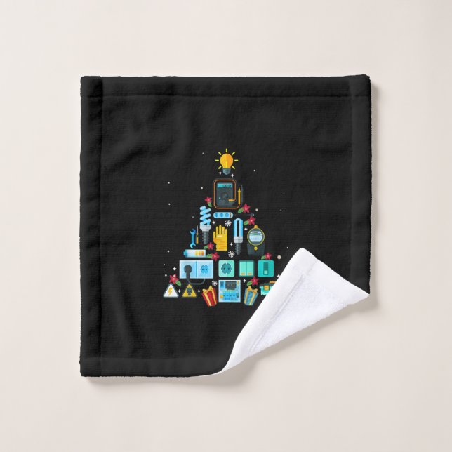 Funny Electrician Christmas Tree Wash Cloth (Wash Cloth)