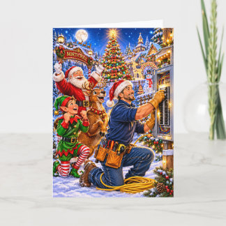 Funny Electrician Client Appreciation Christmas Holiday Card