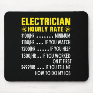 Funny Electrician Hourly Rate Pricing Chart  Mouse Pad