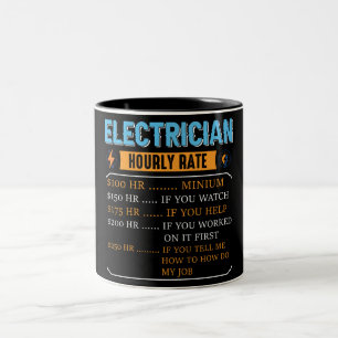 Funny Electrician Hourly Rate Two-Tone Coffee Mug