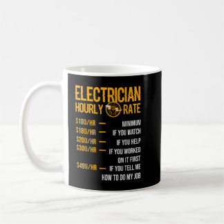 Funny Electrician Men Electrician Hourly Rate Elec Coffee Mug