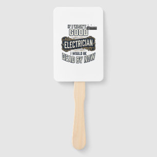 Funny Electrician Vintage Engraving Quote Design Hand Fan