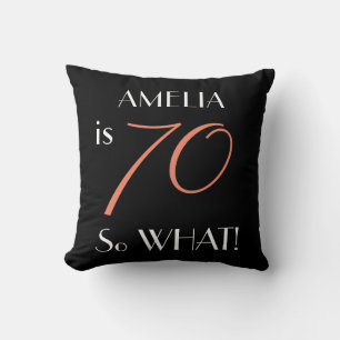 Funny Elegant Black 70th Birthday Throw Pillow