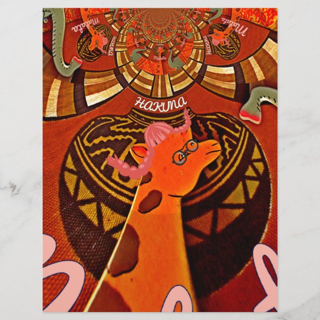 Funny Elegant Giraffe Accessorized African Style (Front)