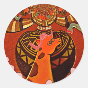 Funny Elegant Giraffe Accessorized African Style Classic Round Sticker