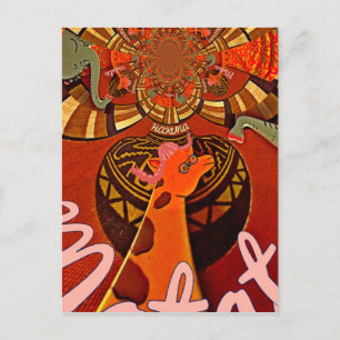 Funny Elegant Giraffe Accessorized African Style Postcard
