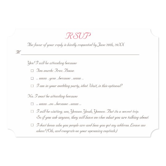 Funny Elegant Personalized Wedding RSVP Invitation