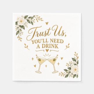 Funny Elegant Wedding Cocktail Napkin