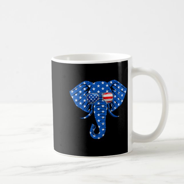 Funny Elephant American Flag Independence Day 4th Coffee Mug (Right)