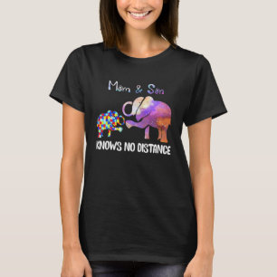 Funny Elephant Autism Mother And Son Knows No Dist T-Shirt