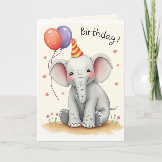 Funny Elephant Bonne Carte d'anniversaire (Devant)