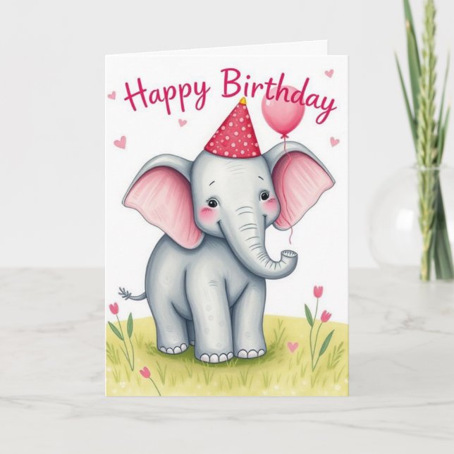 Funny Elephant Bonne Carte d'anniversaire (Devant)