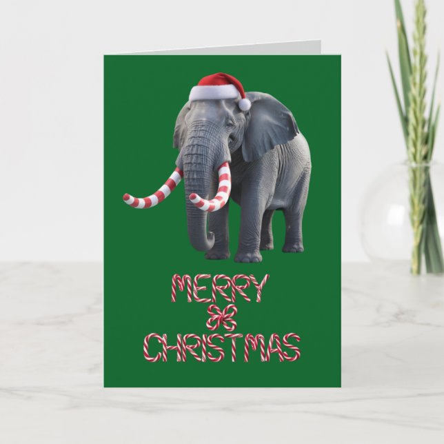 Funny Elephant Christmas Holiday Card (Front)