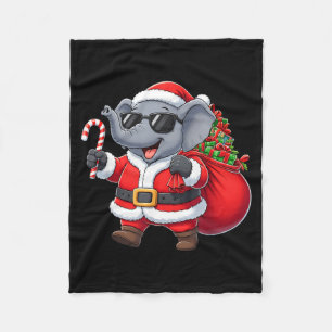 Funny Elephant Christmas Santa Outfit Xmas Boys Gi Fleece Blanket