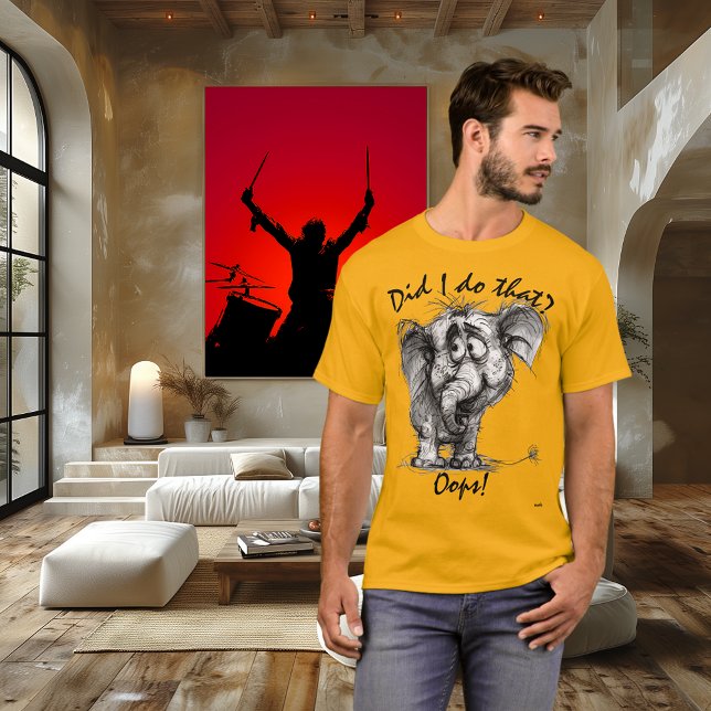 Funny Elephant – Editable Quote Cute Oops Cartoon  T-Shirt (Creator Uploaded)