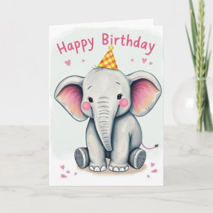 Funny Elephant Happy Birthday Card