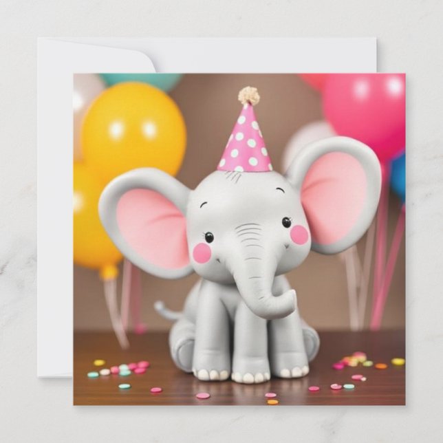  Funny Elephant Happy Birthday  Card (Front)