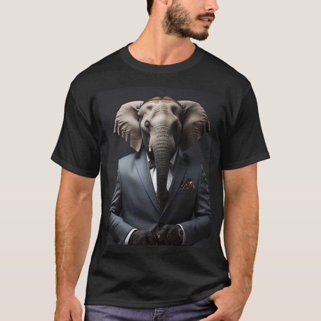 Funny elephant in suit T-Shirt (Front)