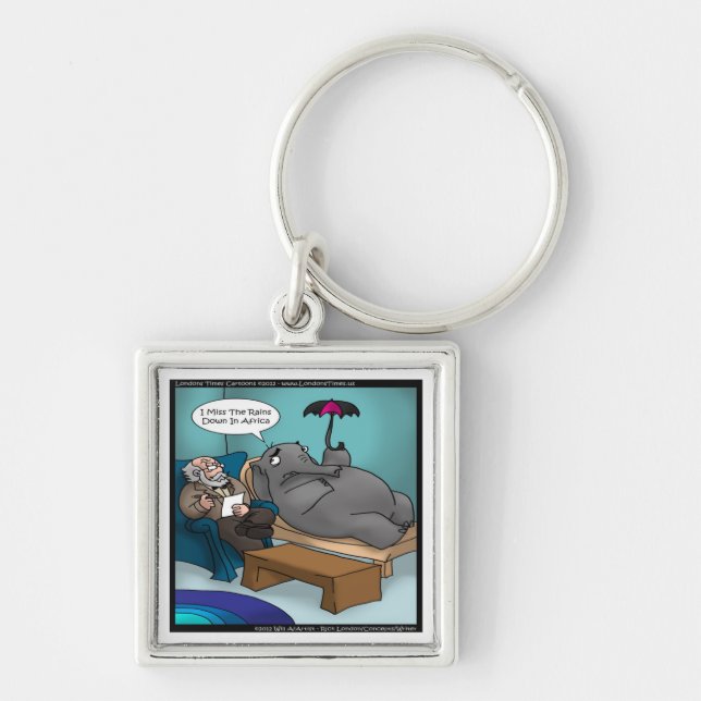 Funny Elephant In Therapy Cards Tees Gifts Etc Keychain (Front)