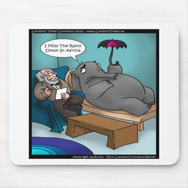 Funny Elephant In Therapy Mouse Pad (Front)