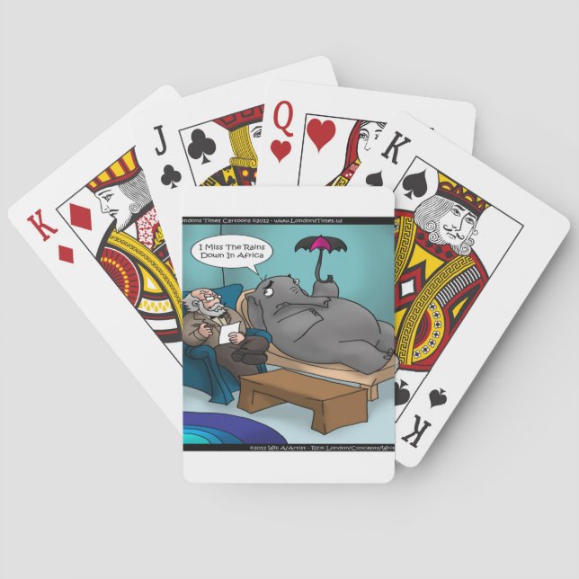 Funny Elephant In Therapy Playing Cards (Back)
