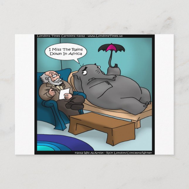 Funny Elephant In Therapy Postcard (Front)