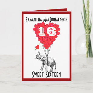 Funny elephant sweet sixteen card