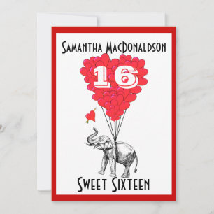Funny elephant sweet sixteen party invitation