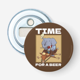 Funny Elephant Time For A Beer Cowboy Cartoon Bottle Opener