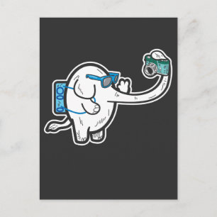 Funny Elephant Tourist Selfie Zoo Animal Postcard