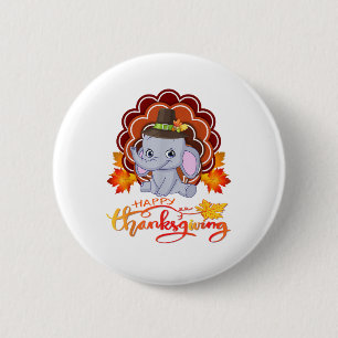 Funny elephant Turkey Happy Thanksgiving 2 Inch Round Button