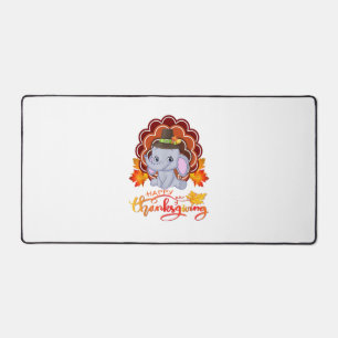 Funny elephant Turkey Happy Thanksgiving  Desk Mat