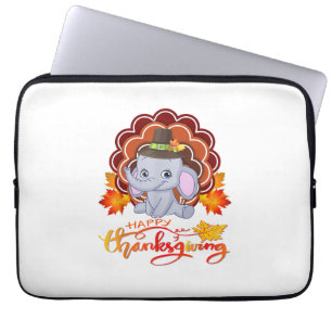 Funny elephant Turkey Happy Thanksgiving  Laptop Sleeve